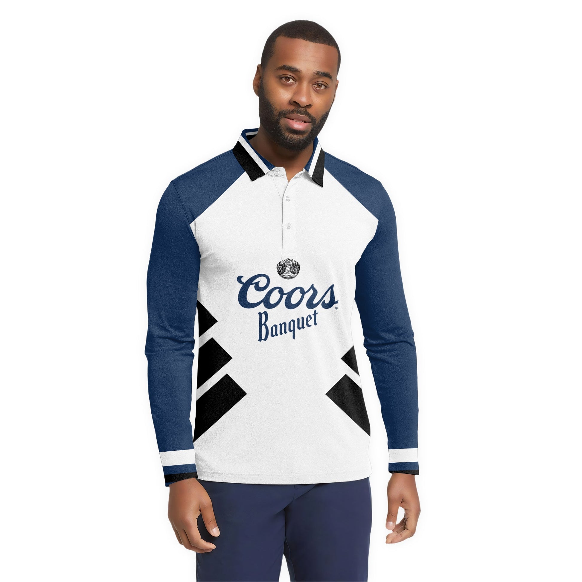  Coors Banquet Bold Line Golf Long Sleeve Polo Shirt