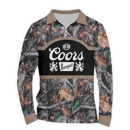  Coors Banquet Camouflage Golf Long Sleeve Polo Shirt