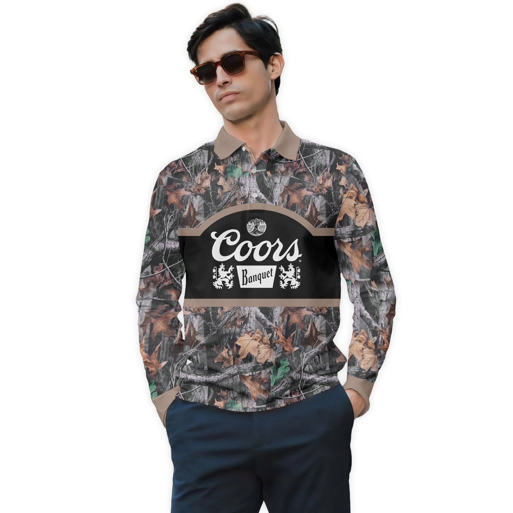  Coors Banquet Camouflage Golf Long Sleeve Polo Shirt