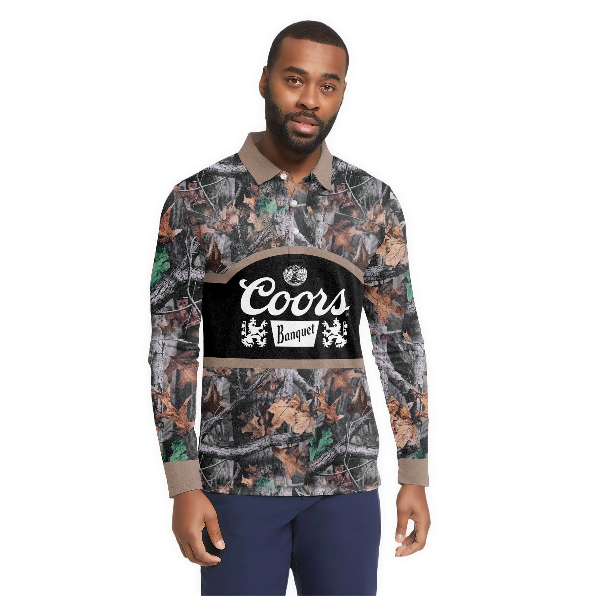  Coors Banquet Camouflage Golf Long Sleeve Polo Shirt