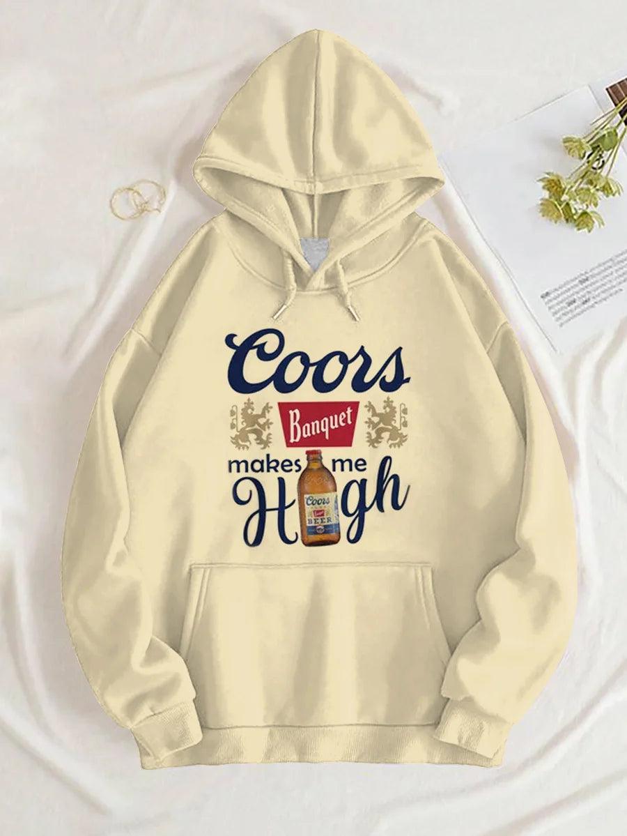 Coors Banquet Makes Me High Cream Basic Hoodie