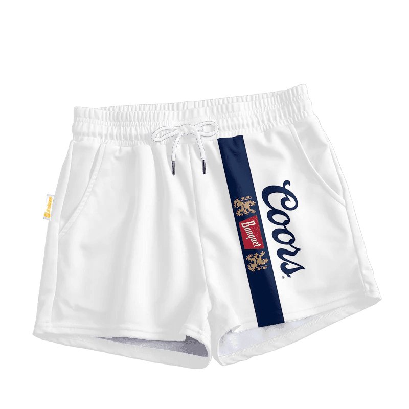 Coors Banquet White Basic Women's Casual Shorts - VinoVogue.com