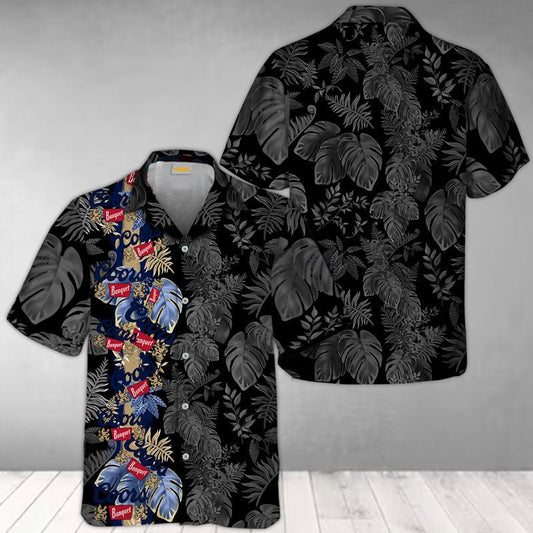 Coors Banquet Tropical Palm Leaves Hawaiian Shirt - VinoVogue.com