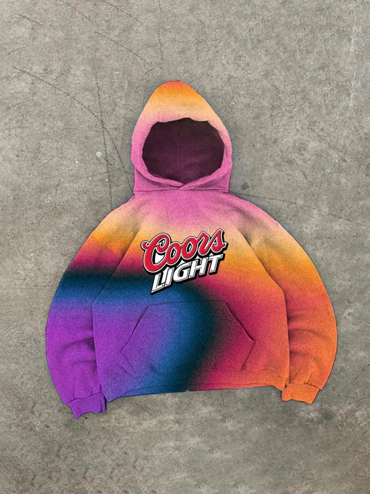 Coors Light Art Tie Dyed Color Block Hoodie