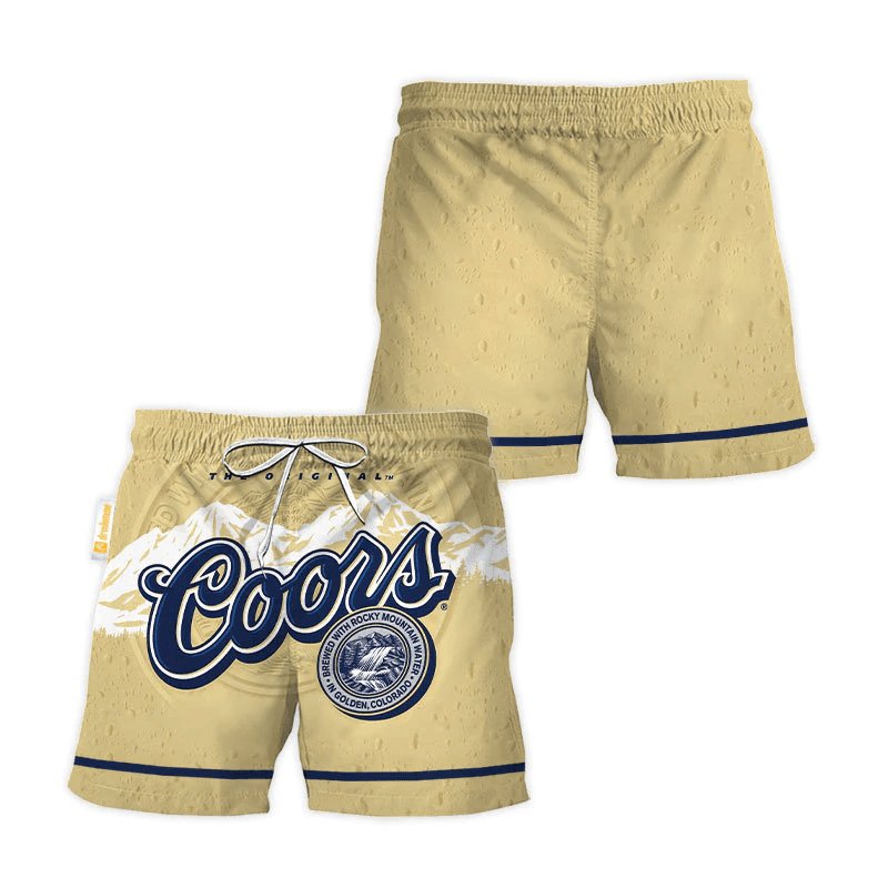 Coors Light Beige Basic Swim Trunks - VinoVogue.com