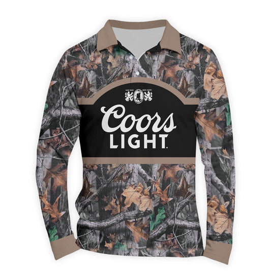  Coors Light Camouflage Golf Long Sleeve Polo Shirt