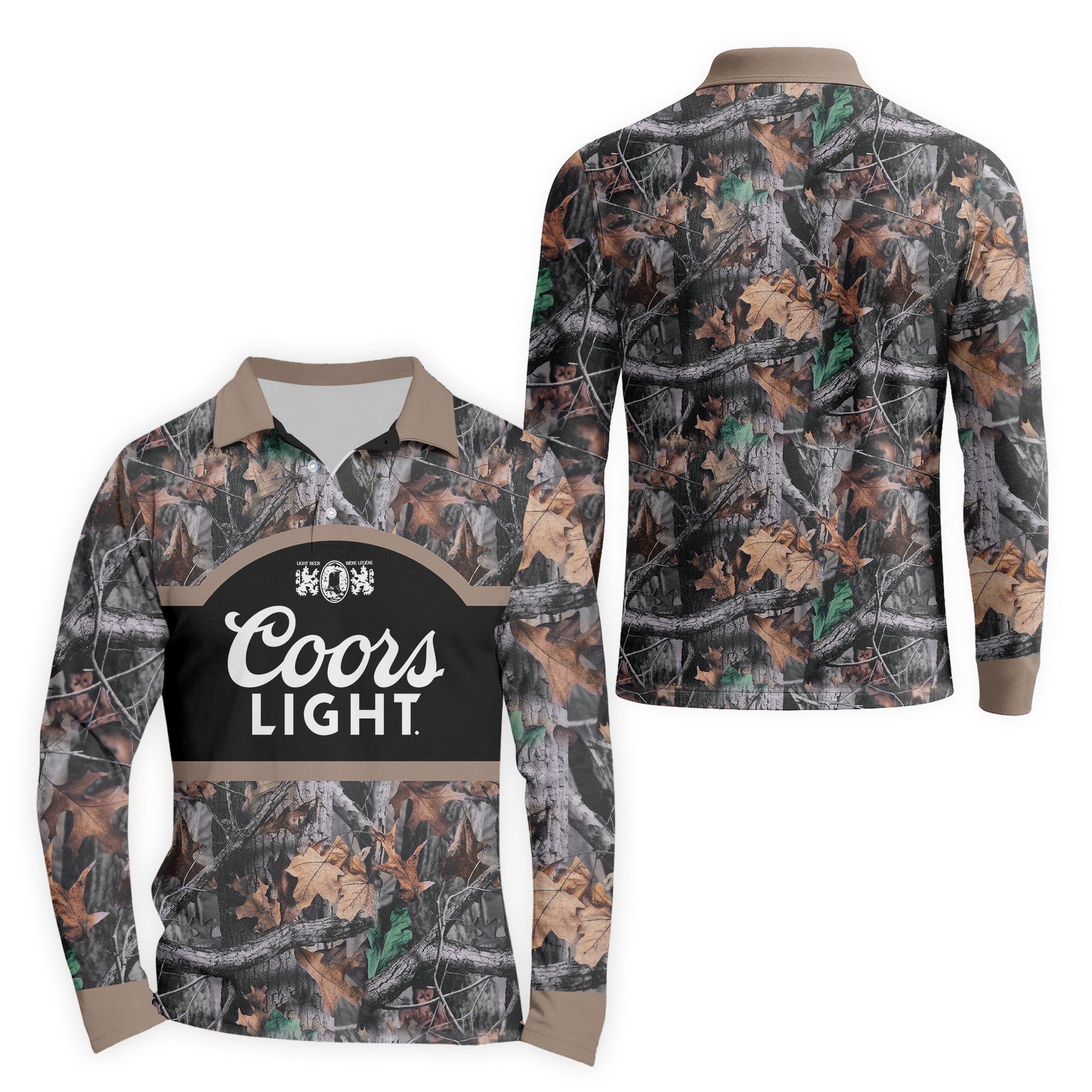  Coors Light Camouflage Golf Long Sleeve Polo Shirt
