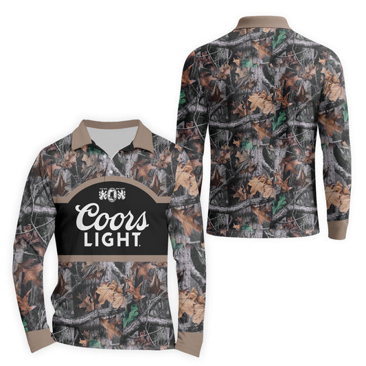  Coors Light Camouflage Golf Long Sleeve Polo Shirt