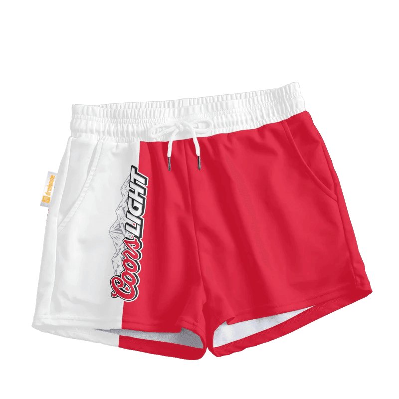 Coors Light Red And White Basic Women's Casual Shorts - VinoVogue.com