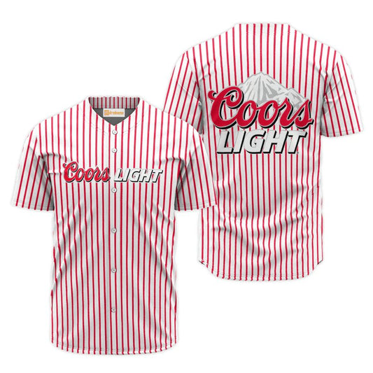 Coors Light Red And White Striped Jersey Shirt - VinoVogue.com