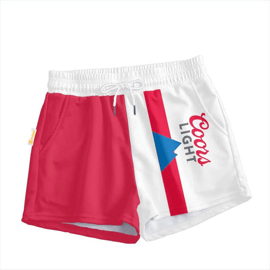 Coors Light Red And White Women's Casual Shorts - VinoVogue.com