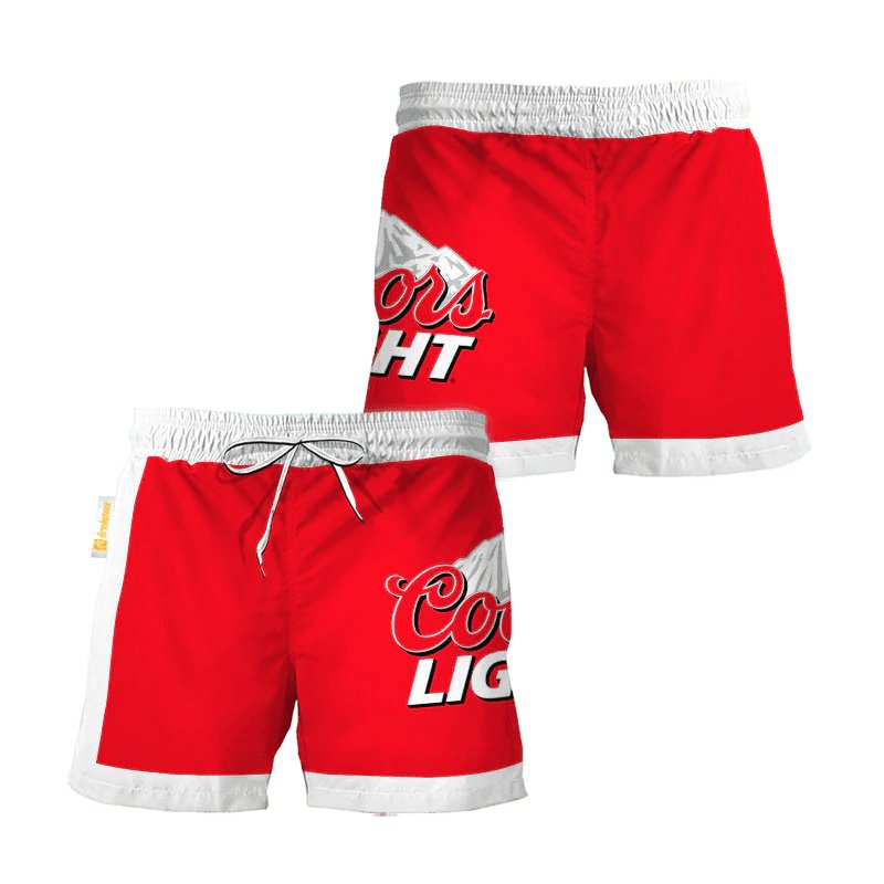 Coors Light Red White Basic Swim Trunks - VinoVogue.com