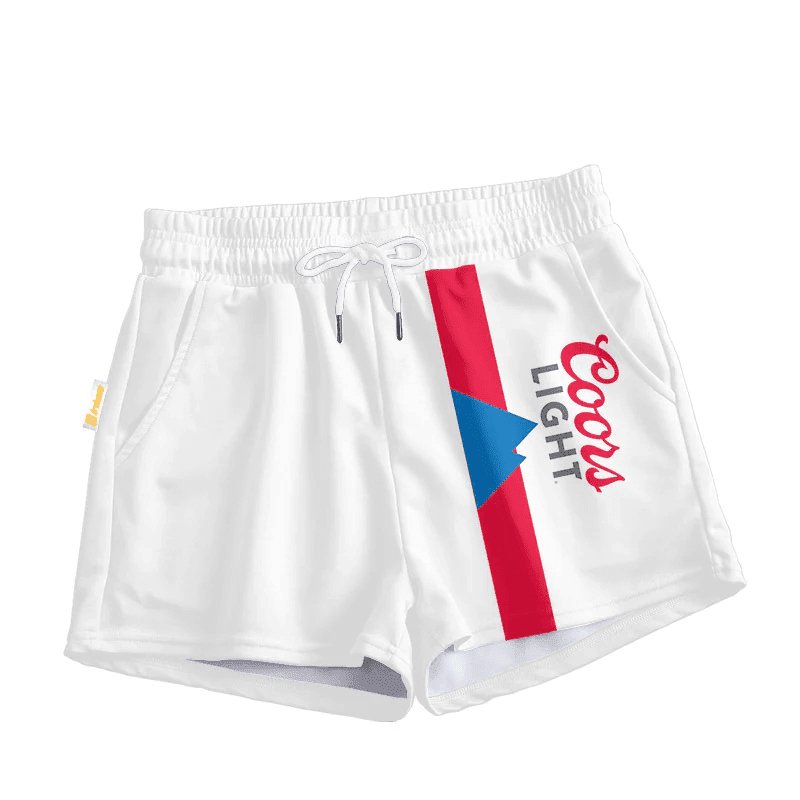 Coors Light White Basic Women's Casual Shorts - VinoVogue.com