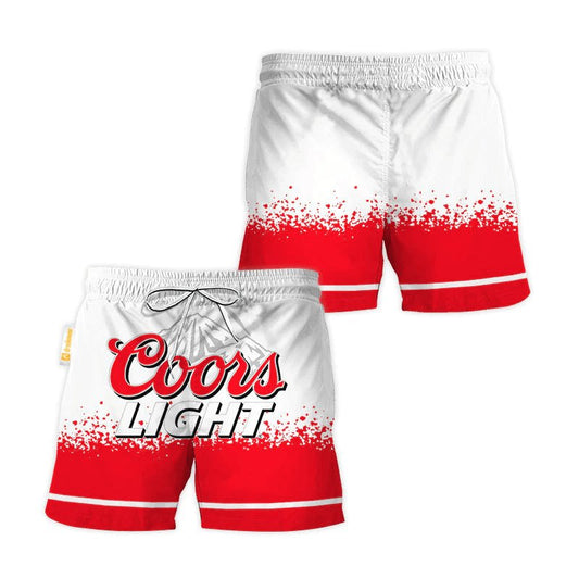 Coors Light White Red Basic Swim Trunks - VinoVogue.com