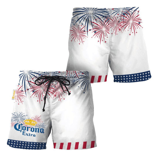 Corona Extra American Independence Day Swim Trunks - VinoVogue.com