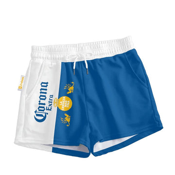 Corona Extra Blue And White Basic Women's Casual Shorts - VinoVogue.com