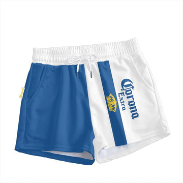 Corona Extra Blue And White Women's Casual Shorts - VinoVogue.com