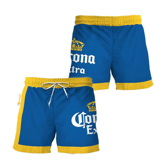 Corona Extra Blue Yellow Basic Swim Trunks - VinoVogue.com