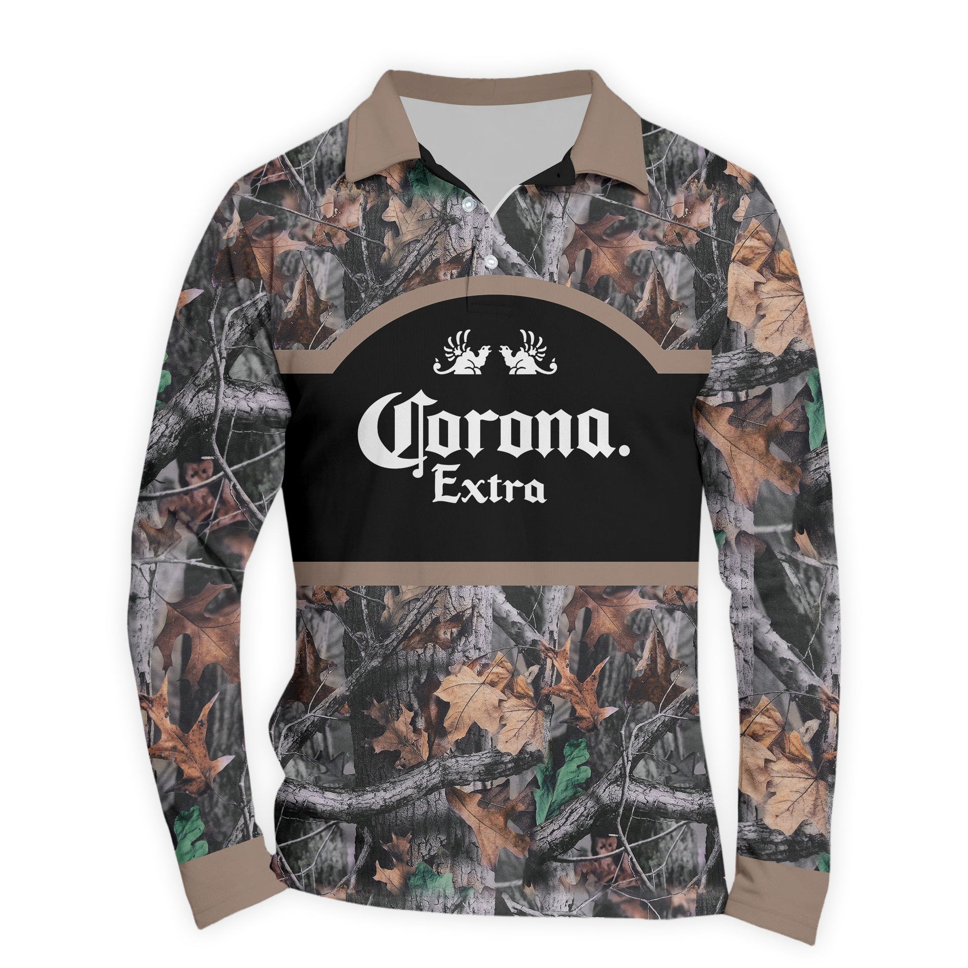  Corona Extra Camouflage Golf Long Sleeve Polo Shirt