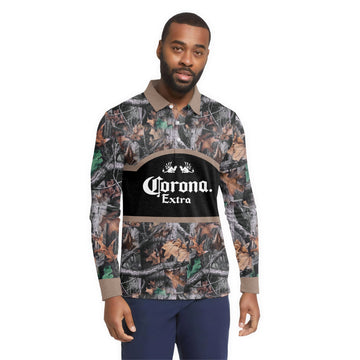  Corona Extra Camouflage Golf Long Sleeve Polo Shirt