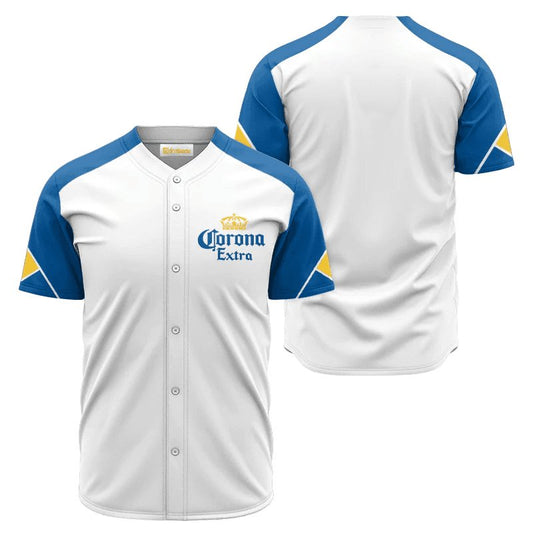 Corona Extra White And Blue Jersey Shirt - VinoVogue.com