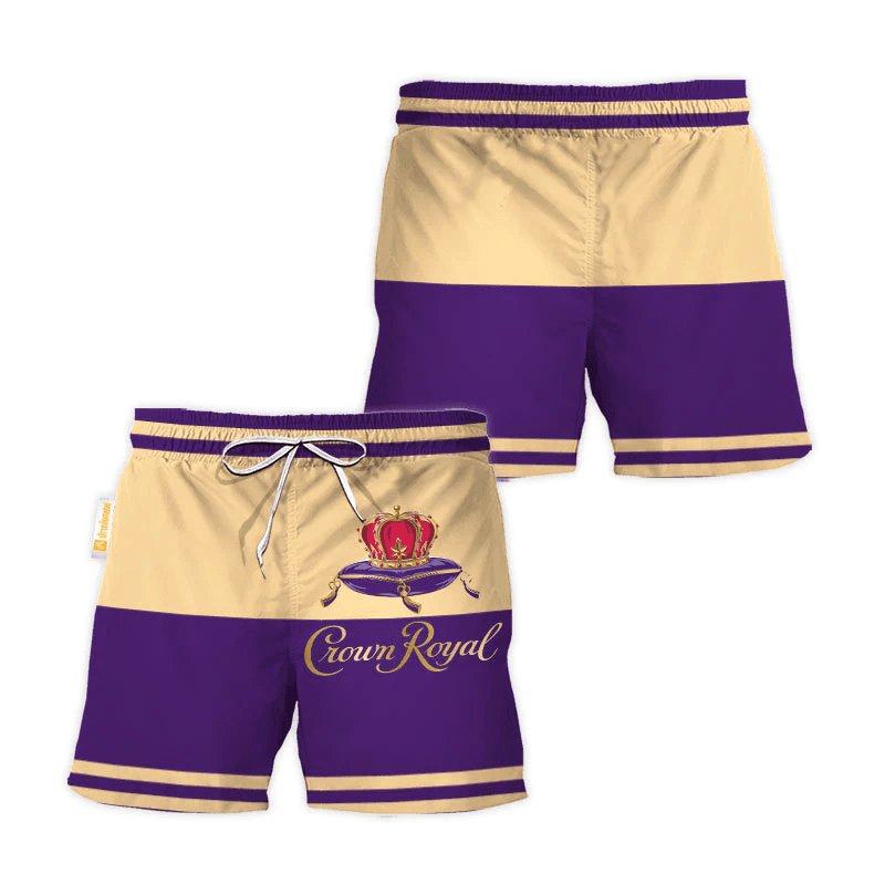 Crown Royal Beige And Purple Basic Swim Trunks - VinoVogue.com