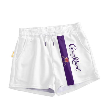 Crown Royal White Basic Women's Casual Shorts - VinoVogue.com