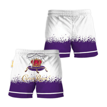 Crown Royal White Purple Basic Swim Trunks - VinoVogue.com