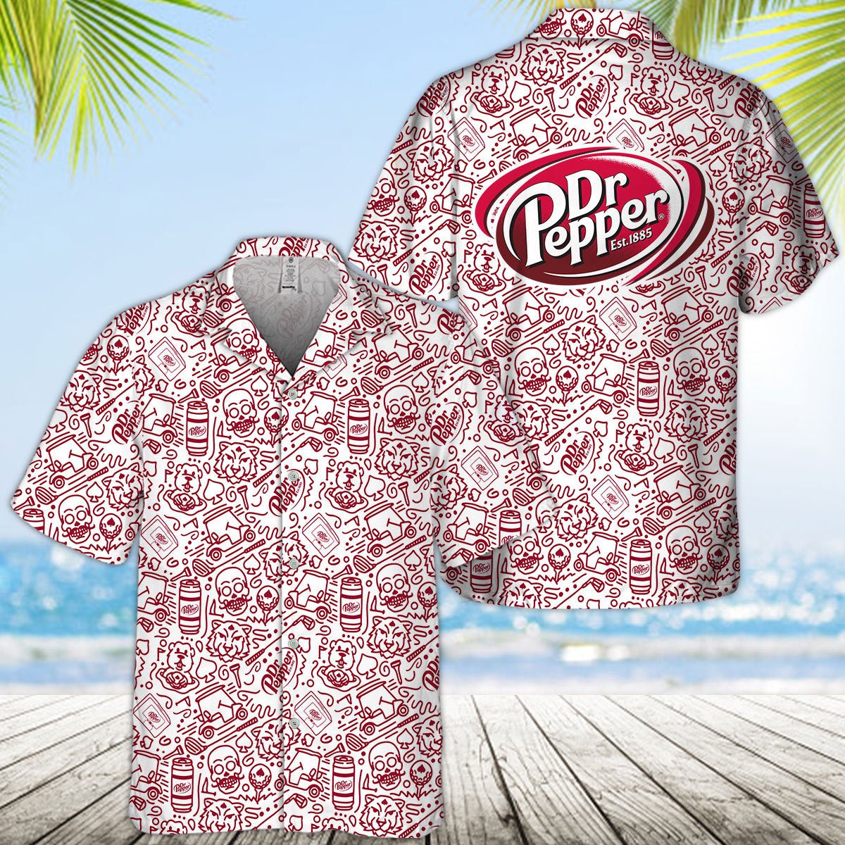 Dr Pepper Summer Doodle Art Hawaiian Shirt - VinoVogue.com