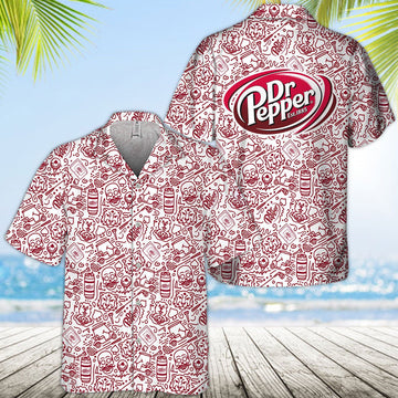 Dr Pepper Summer Doodle Art Hawaiian Shirt - VinoVogue.com