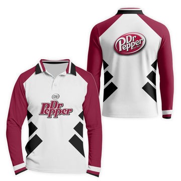  Dr Pepper Bold Line Golf Long Sleeve Polo Shirt
