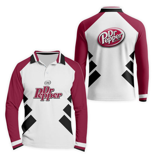  Dr Pepper Bold Line Golf Long Sleeve Polo Shirt