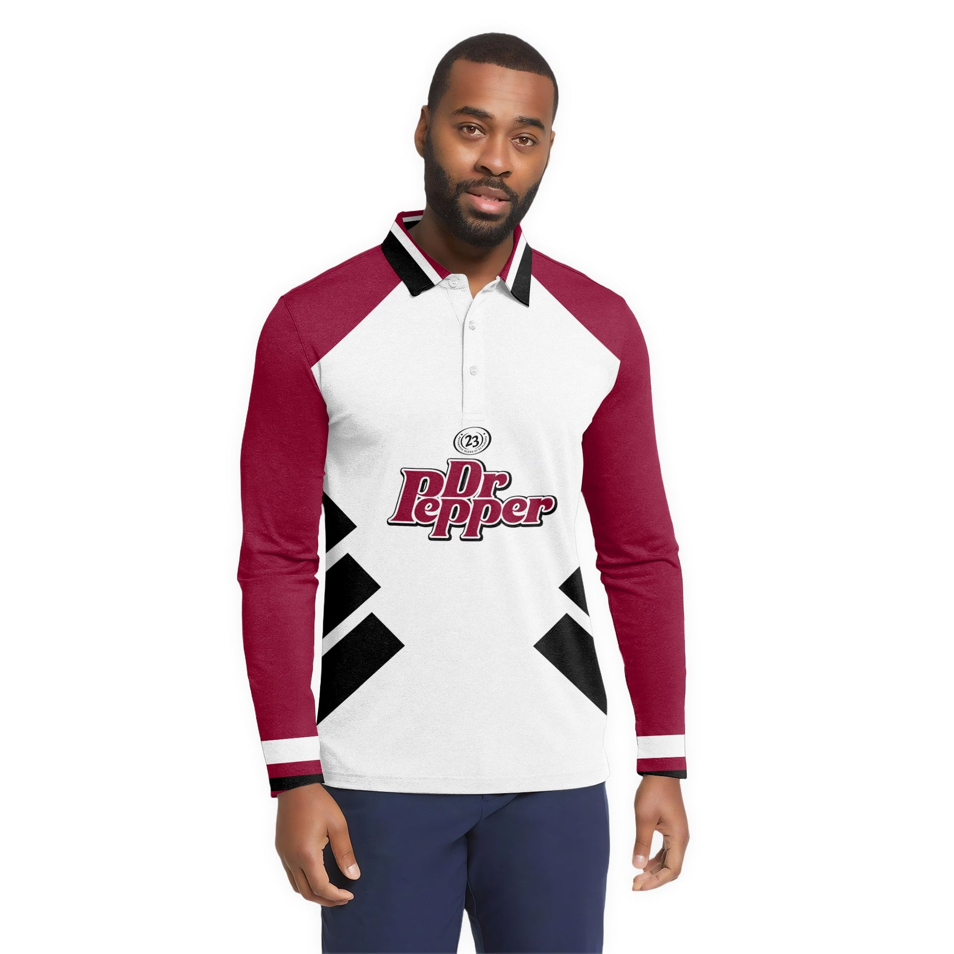  Dr Pepper Bold Line Golf Long Sleeve Polo Shirt