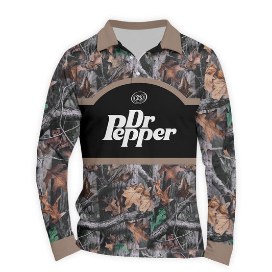  Dr Pepper Camouflage Golf Long Sleeve Polo Shirt