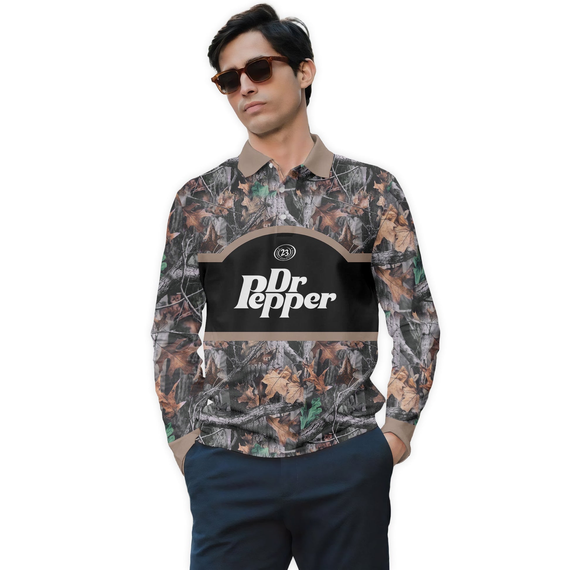  Dr Pepper Camouflage Golf Long Sleeve Polo Shirt