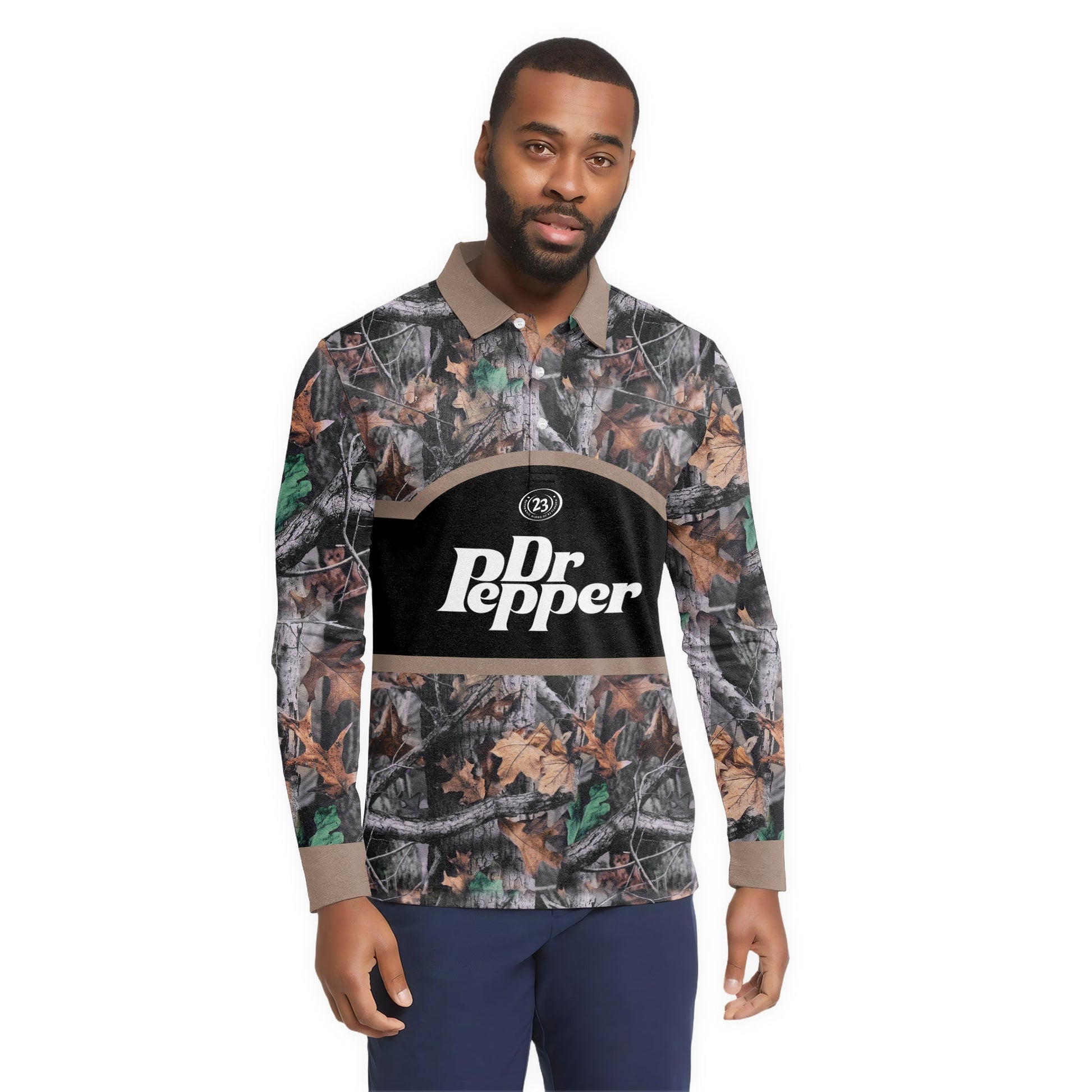  Dr Pepper Camouflage Golf Long Sleeve Polo Shirt