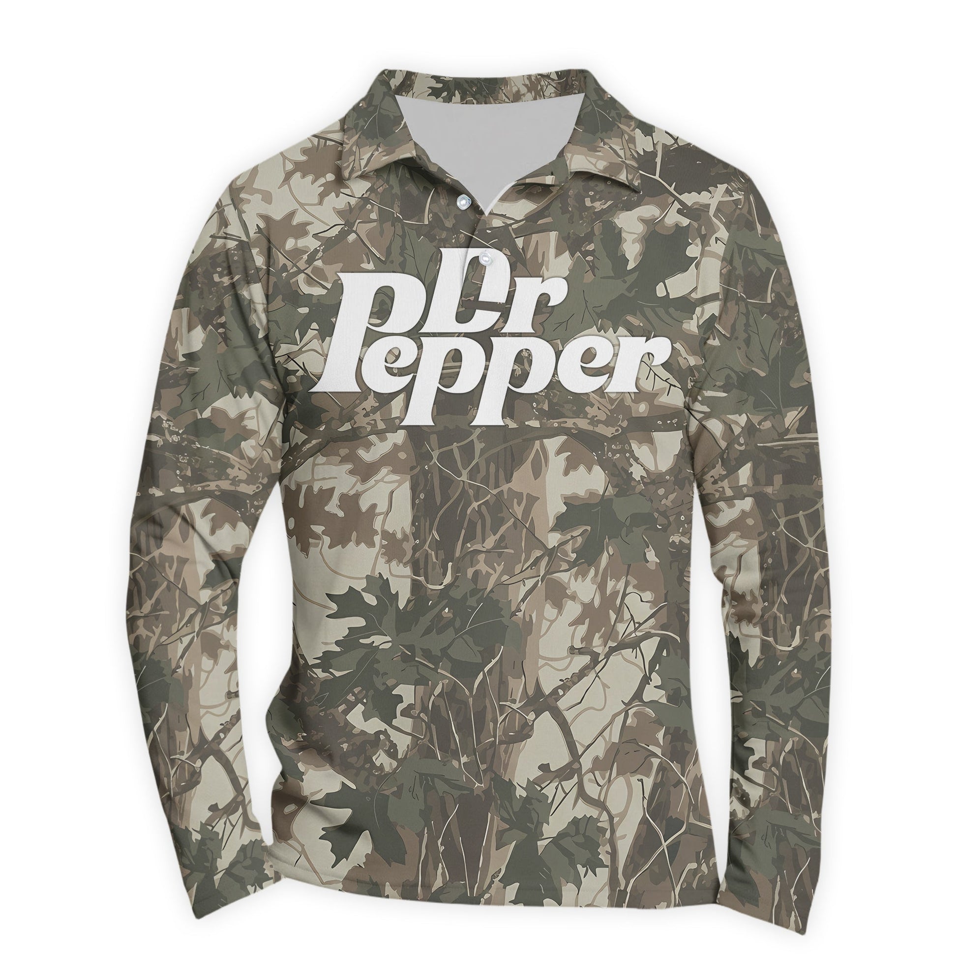  Dr Pepper Country Camo Golf Long Sleeve Polo Shirt
