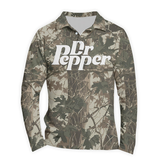  Dr Pepper Country Camo Golf Long Sleeve Polo Shirt