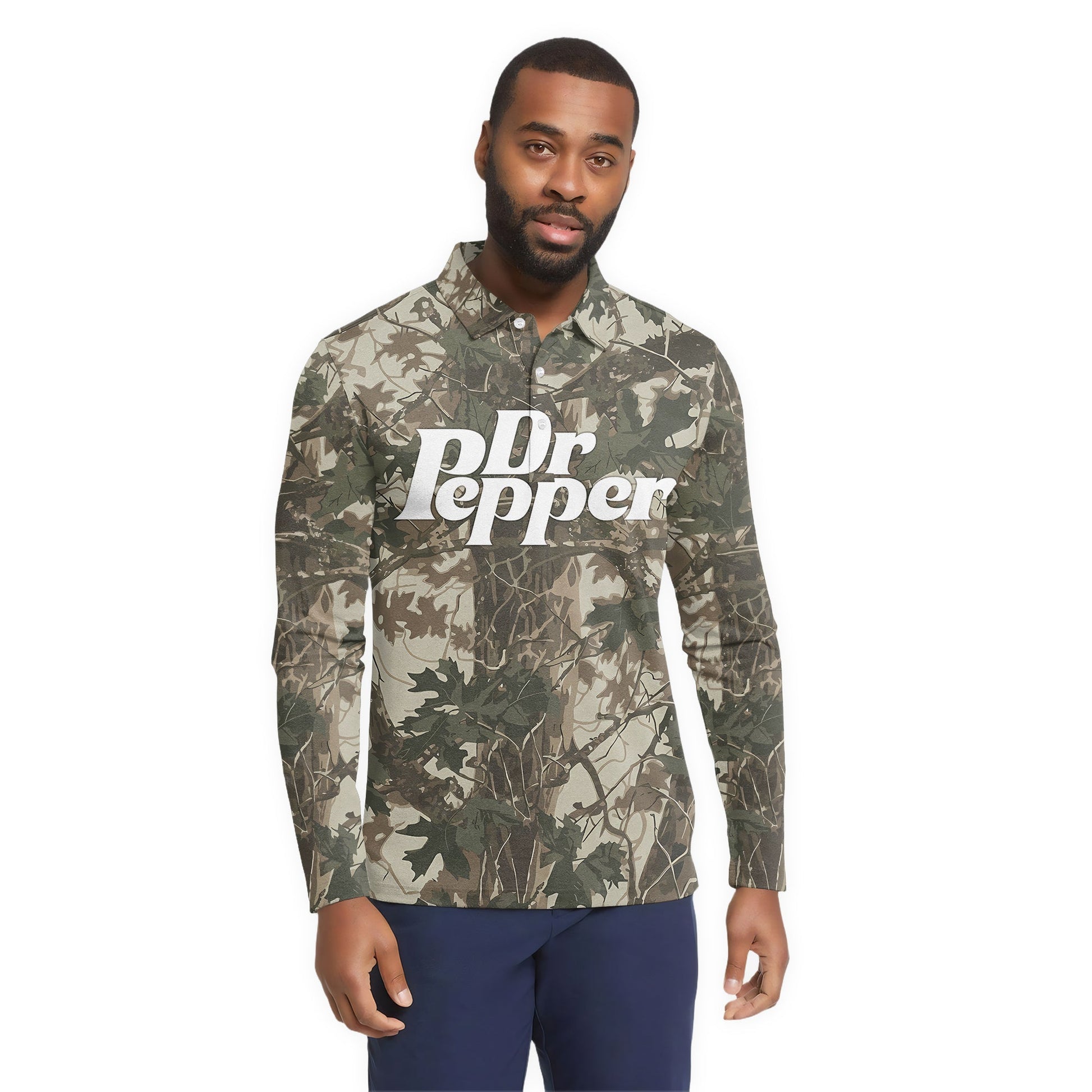  Dr Pepper Country Camo Golf Long Sleeve Polo Shirt