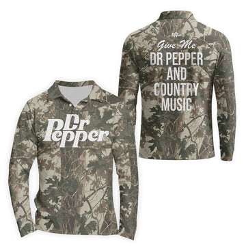  Dr Pepper Country Camo Golf Long Sleeve Polo Shirt