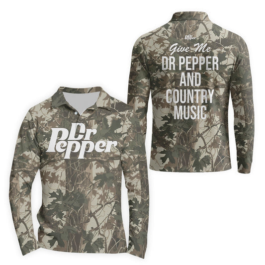  Dr Pepper Country Camo Golf Long Sleeve Polo Shirt