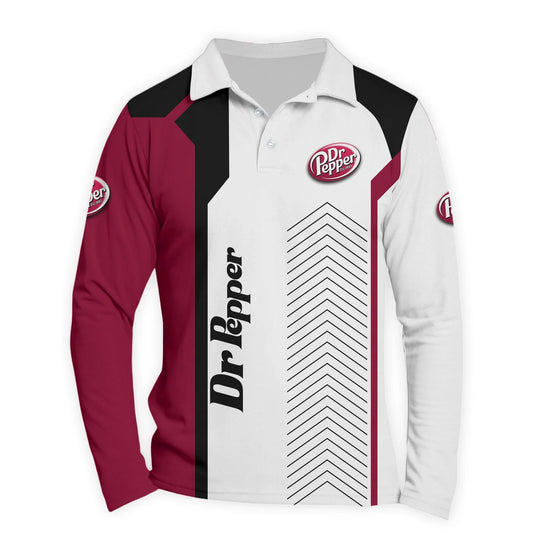 Dr Pepper Modern Motorsport Golf Long Sleeve Polo Shirt