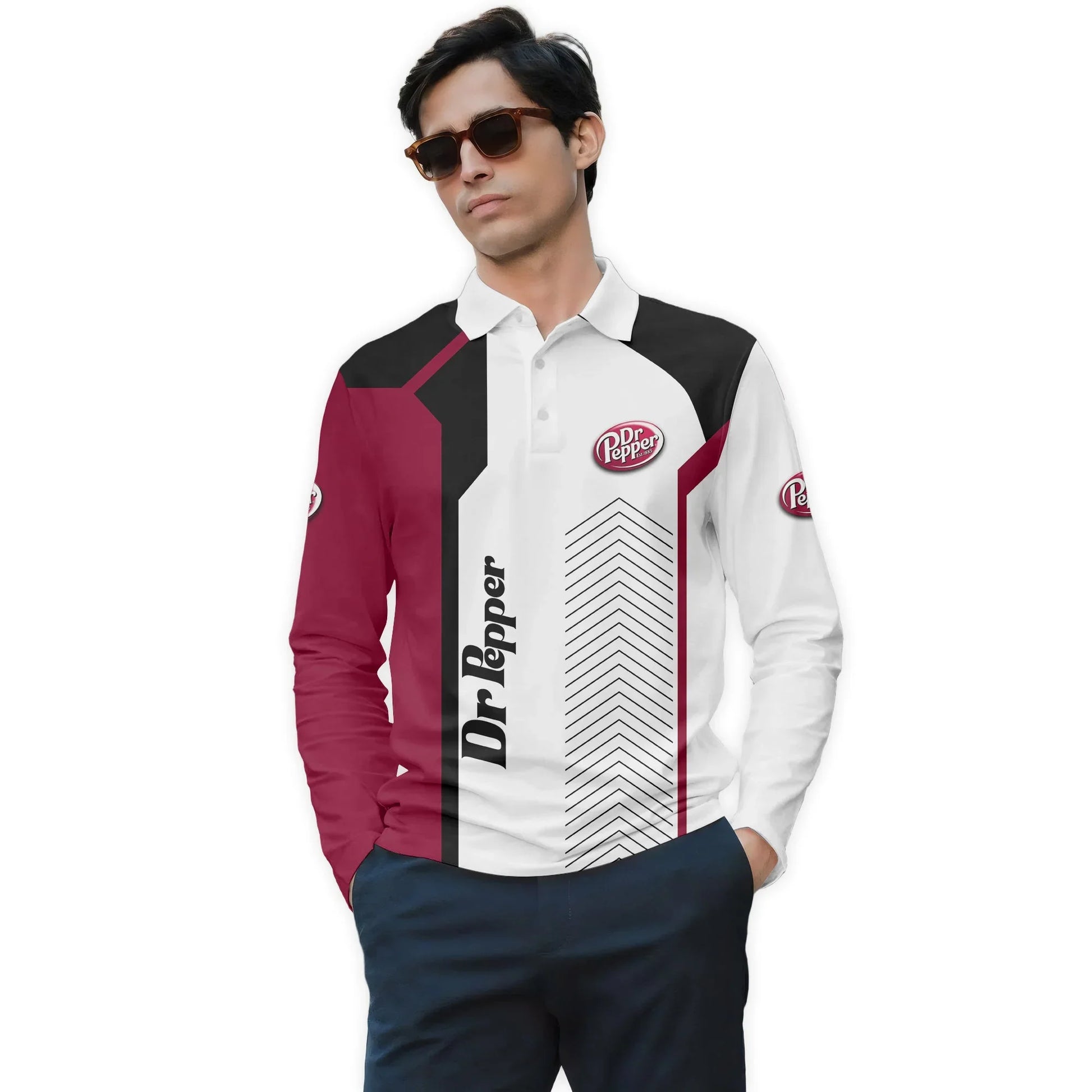  Dr Pepper Modern Motorsport Golf Long Sleeve Polo Shirt