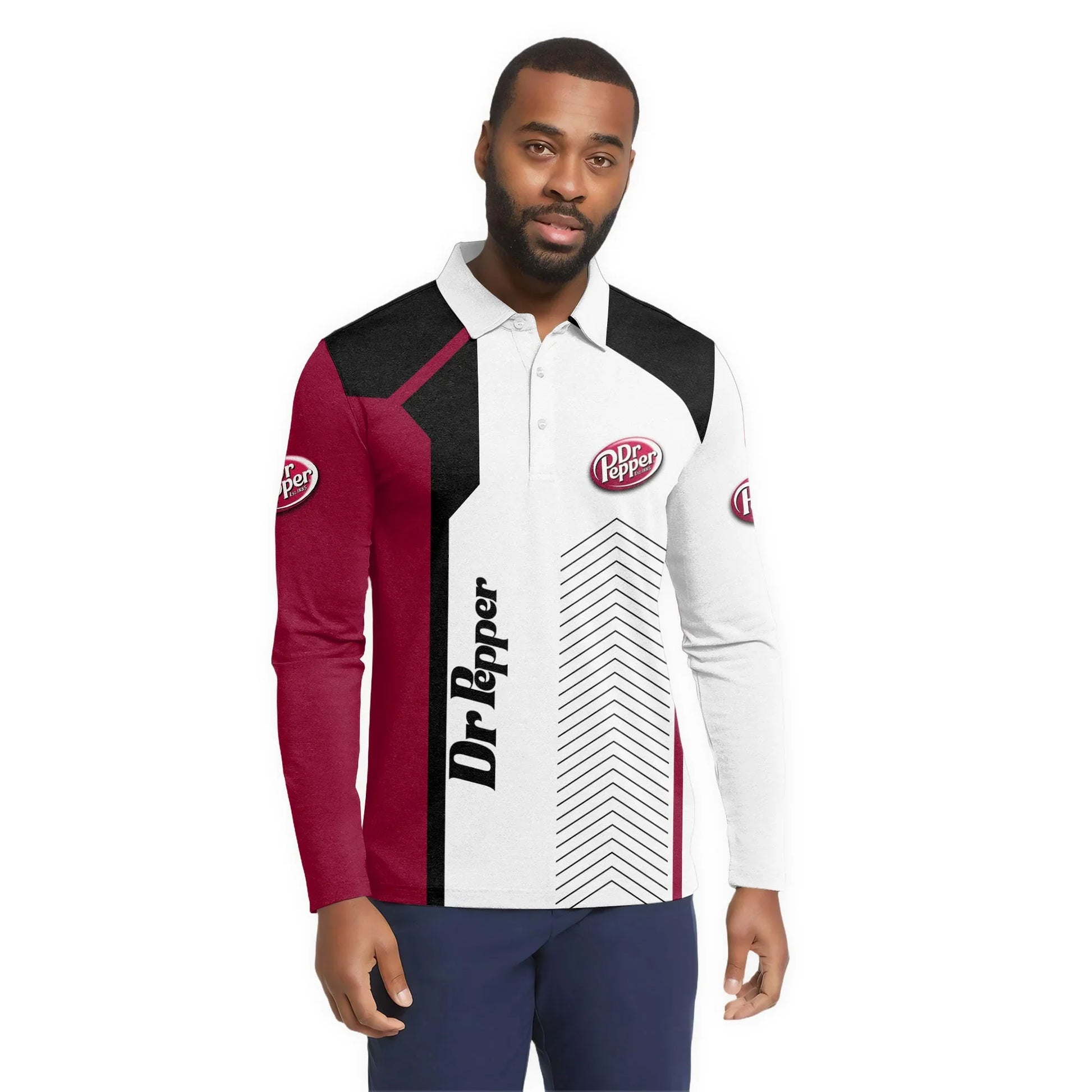  Dr Pepper Modern Motorsport Golf Long Sleeve Polo Shirt