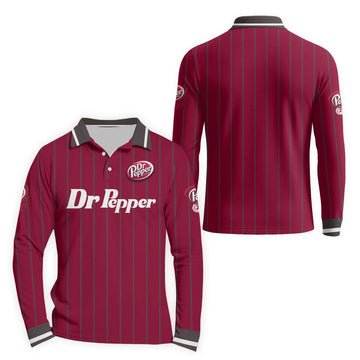  Dr Pepper Pinstripe Classic Golf Long Sleeve Polo Shirt