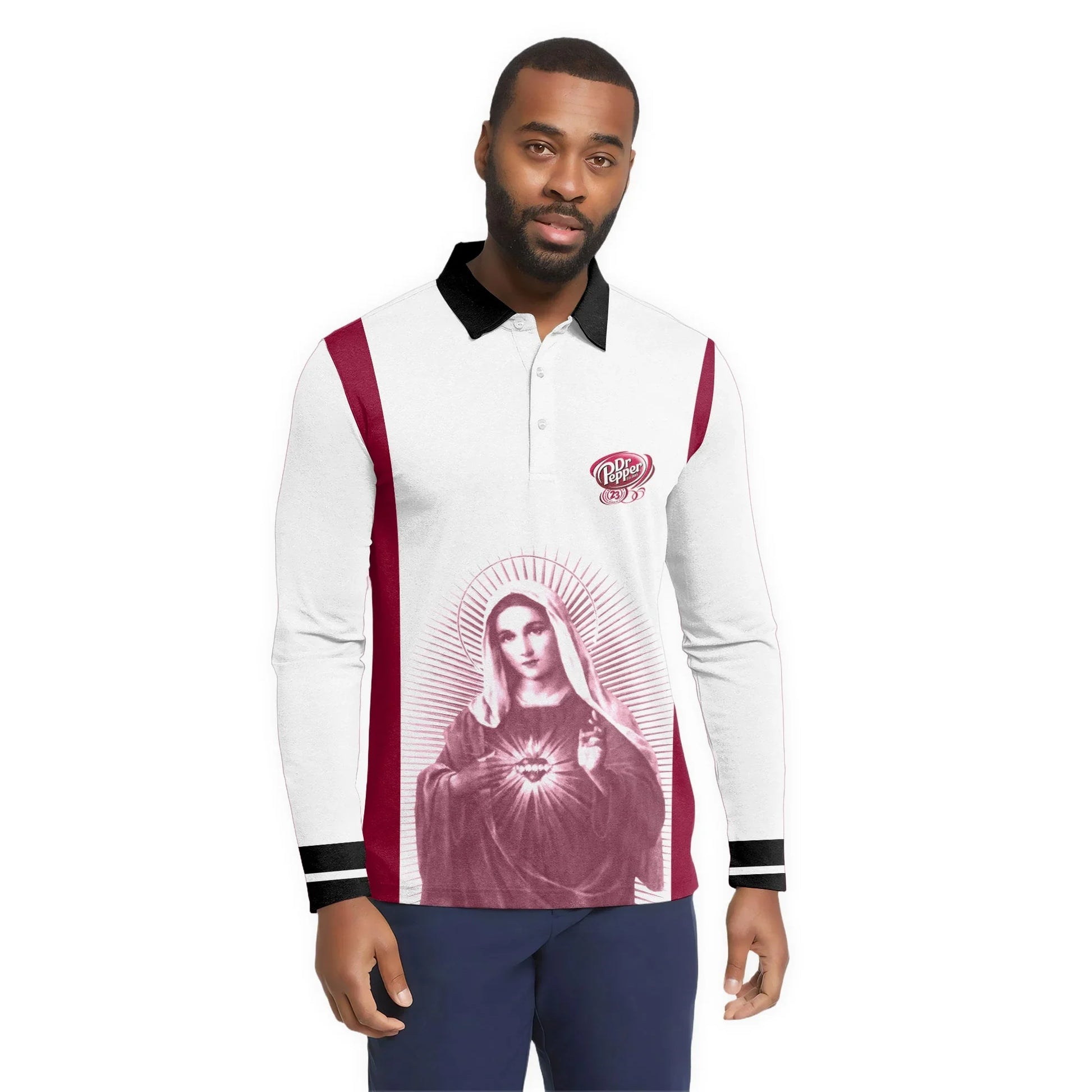  Dr Pepper Sacred Maria Golf Long Sleeve Polo Shirt