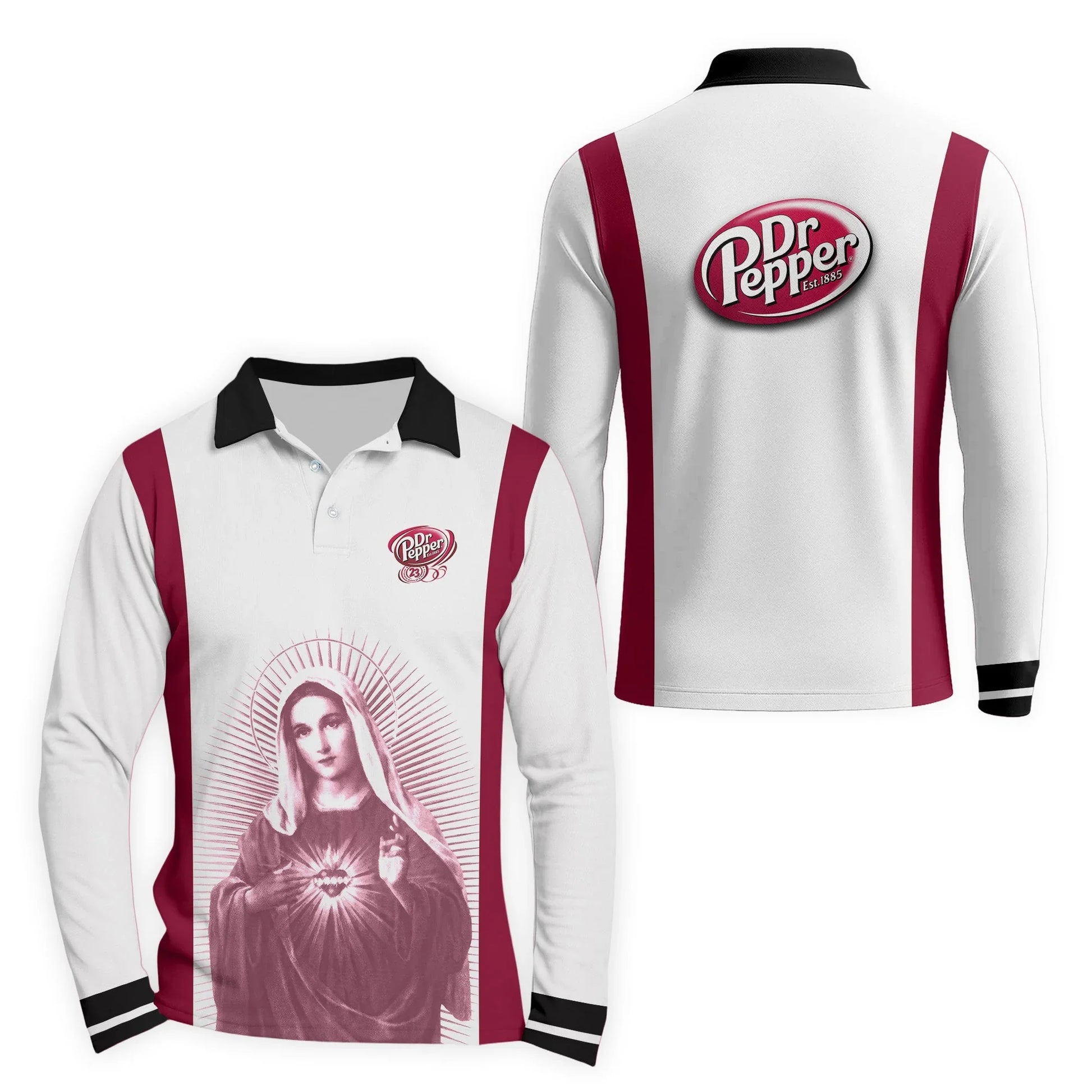 Dr Pepper Sacred Maria Golf Long Sleeve Polo Shirt