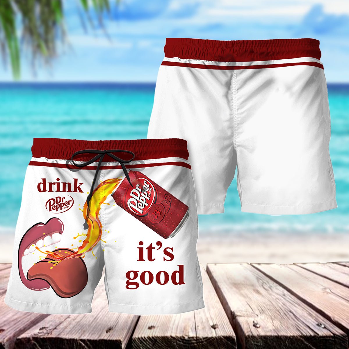 Drink Dr Pepper It's Good Swim Trunks - VinoVogue.com