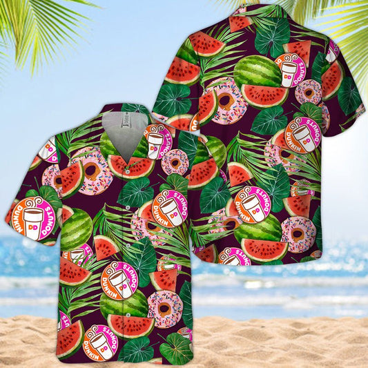 Dunkin' Donuts Watermelon Hawaiian Shirt - VinoVogue.com