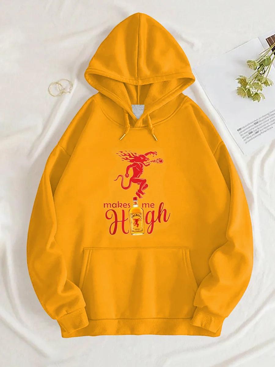 Fire Ball Makes Me High Dark Yellow Hoodie